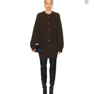 KHAITE 100% Jina Women Cardigan‎ Ribbed Chunky Knit Size XS